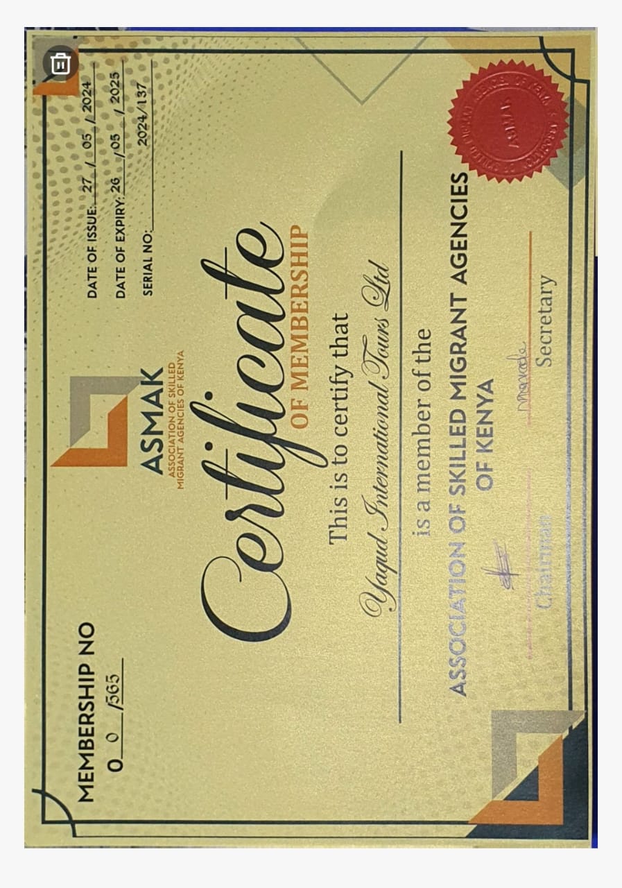 ASMAK Certificate